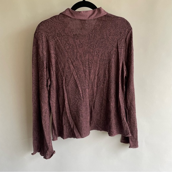 J. Jill purple blouse sz lg petite wool blend collared paisley button up euc - Picture 3 of 3